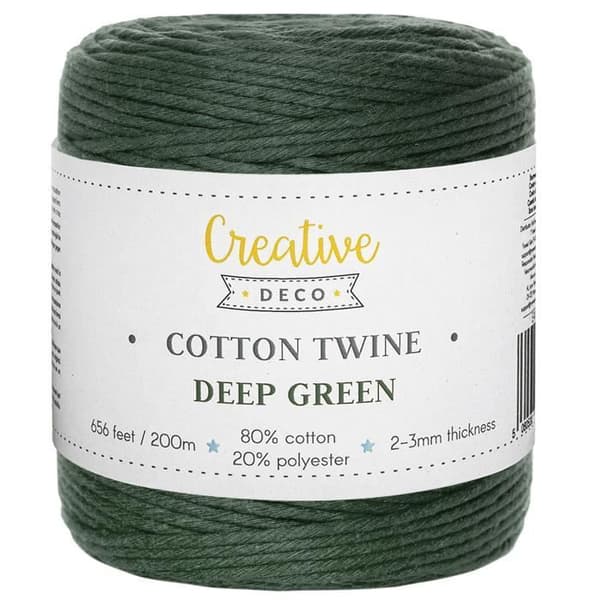 Corde Macramé - Creative Deco - Mørkegrøn - 3mm - 200m - Bomulds- og Polyestertråd Djupgrön