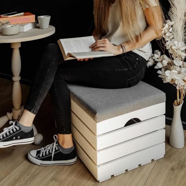 Förvaringspuff - CREATIVE DECO - Vit - Inomhus - 50 x 40 x 35 cm Vit