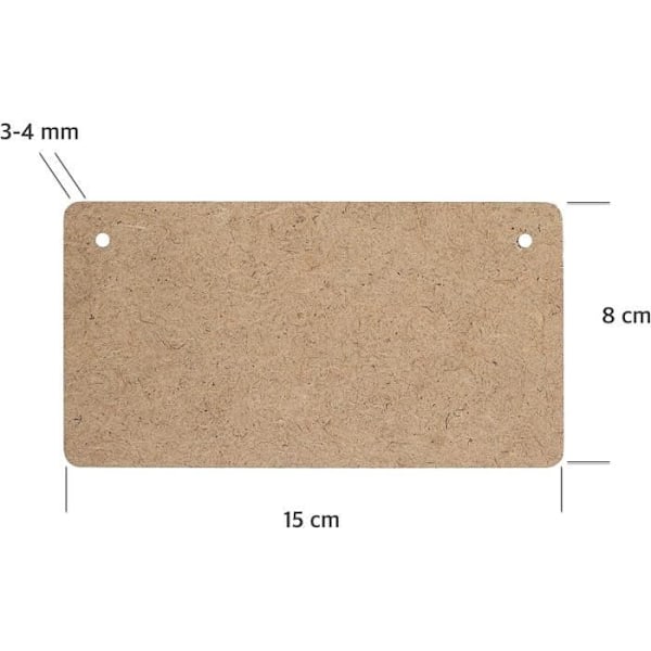 10 x MDF skyltar rektangulär form - Creative Deco - 150 x 80 x 3-4 mm