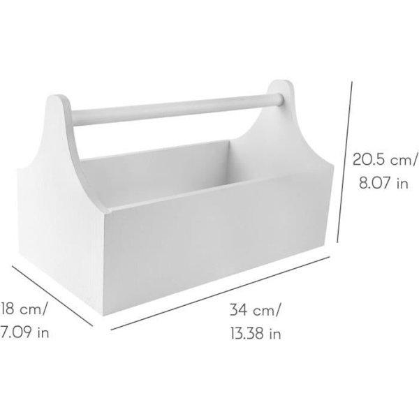 Hvid værktøjskasse i træ med håndtag | KREATIV DECO | 34 x 18 x 20,5 cm | Opbevaring Vit