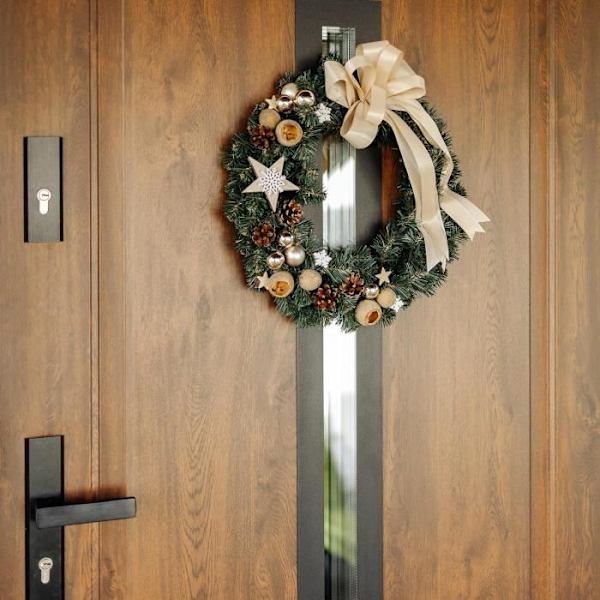 Julkrans Champagne - CREATIVE HOME - Diameter 35 cm - Dörrkrans - Utomhusdekoration Jul Grön