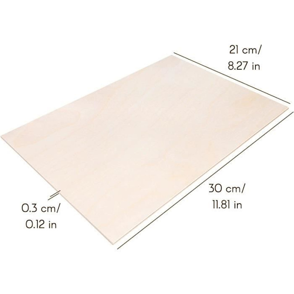 Creative Deco 3 x A4 raakapuuvaneri | 3 x 300 x 210 mm (+-- 0,5 mm) | Käsintehty Baltic Koivupaneeli Naturlig