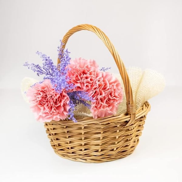 Creative Home Lille flet kurv | 22 x 22 x 26 cm (+-- 2 cm) | Håndvævet | Påskekurv | Gavekurv | Frugtkurv kastanj