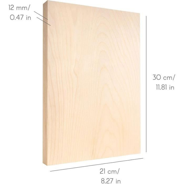 Plywood panel - CREATIVE DECO - Pack of 5 boards - 300 x 210 x 12mm - Quality B - Multiple uses Naturligt beige