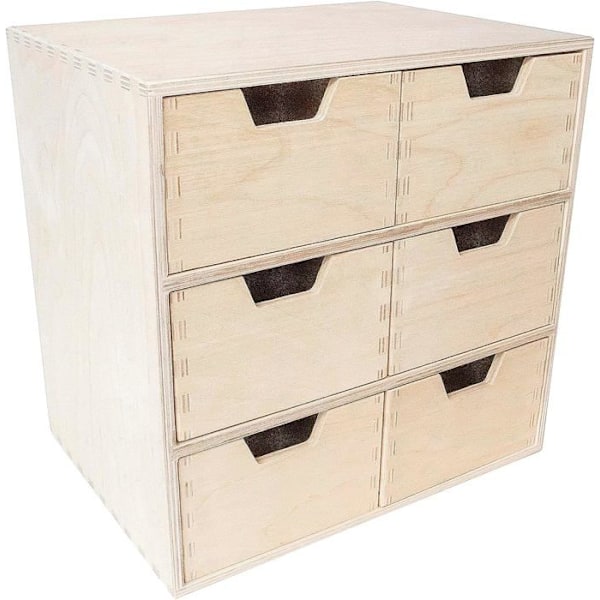 Creative Deco Lille trækiste | 6 Skuffe | 28,5 x 20 x 28,5 cm | Arrangør | Office Storage Organizer Beige