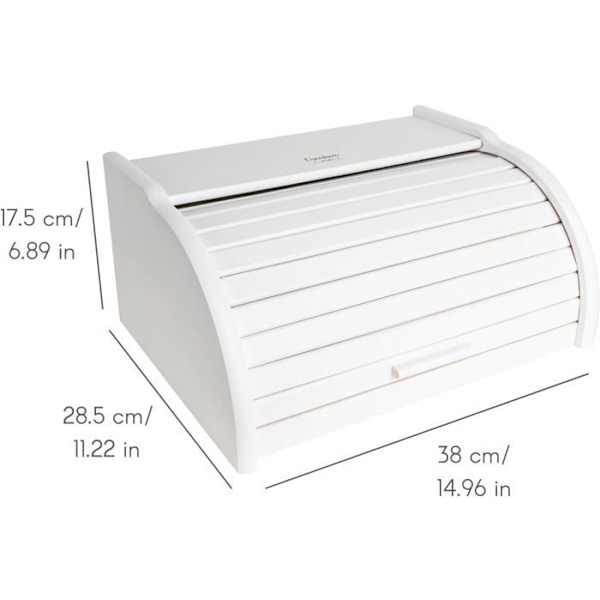 Brödlåda - Kreativt hem - 38 x 28,5 x 17,5 cm - Bokträ - Vit - Modern design Vit