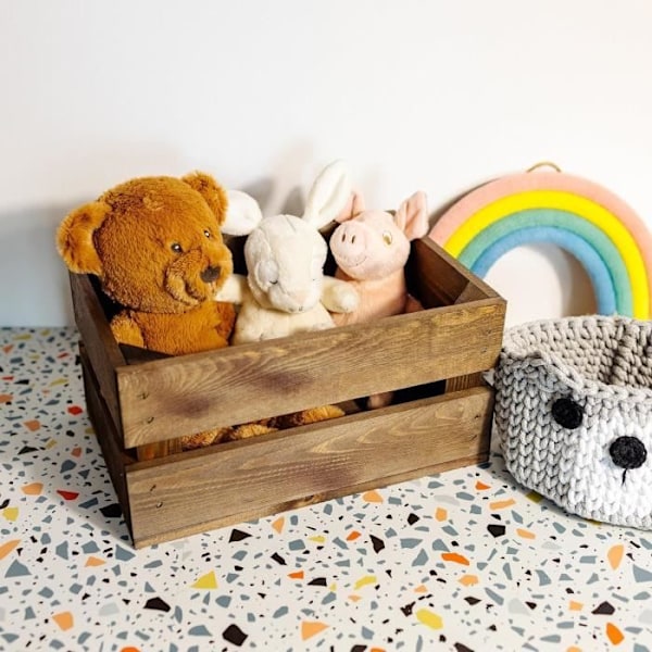 Wenge-puinen laatikko - CREATIVE DECO - 30 x 20 x 15 cm - Puinen säilytyslaatikko - Vintage puinen laatikko kastanj