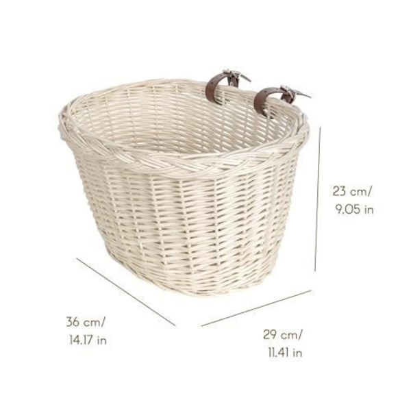 Creative Home White Wicker Cykelkorg | 36 x 29 x 23 cm (+-- 2 cm) Lättvikt | Tjock pil | Handflätad | Lätt att montera Vit