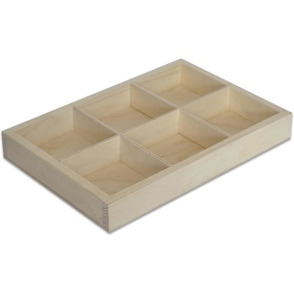 Organizer med 6 fack - Creative Deco - 27,5 x 18 x 4 cm (+-- 0,5 cm) Beige