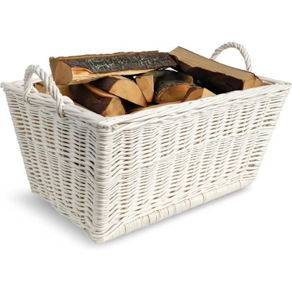Log Kurv - Creative Home - 47 x 33 x 30 cm - Håndvævet - Jute Interiør - Hvid Vit