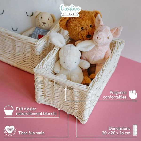 Fletkurv Creative Home Opbevaring Rektangulær Hvid 30x20x16 cm Vit