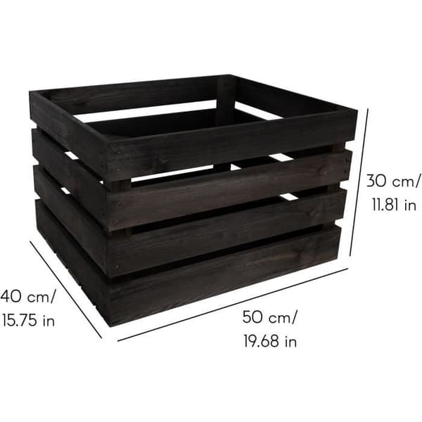 Trækasse - CREATIVE DECO - Sort - 50 x 40 x 30 cm - Opbevaring Svart