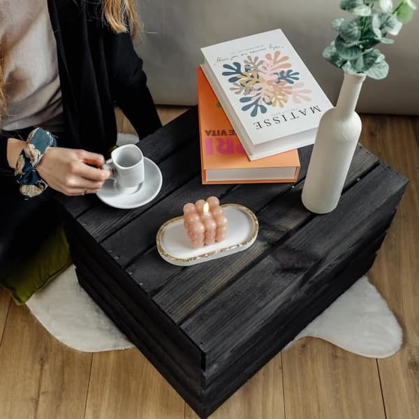 Trækasse - CREATIVE DECO - Sort - 50 x 40 x 30 cm - Opbevaring Svart
