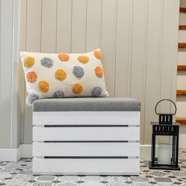 Förvaringspuff - CREATIVE DECO - Vit - Inomhus - 50 x 40 x 35 cm Vit