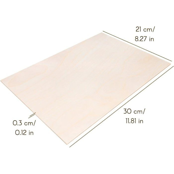 Creative Deco 50 x A4 raakapuuvaneri | 3 x 300 x 210 mm (+-- 0,5 mm) | Käsintehty Baltic Koivupaneeli Naturlig