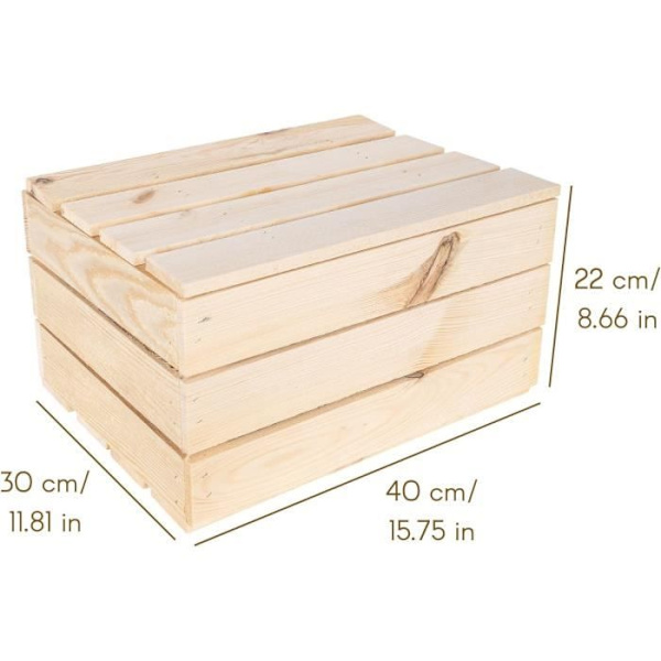 Säilytyslaatikkko - Creative Deco - Vintage - 40 x 30 x 22 cm - Massiivipuu - Ruskea kastanj