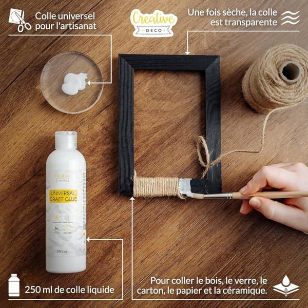 Colle PVA - CREATIVE DECO - 250 ml - Hvid - Universel - Hurtig tørring Vit