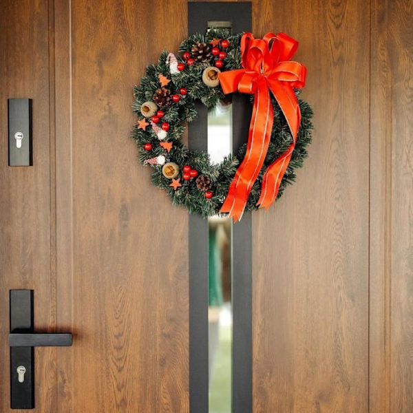 Rød julekrans - KREATIVT HJEM - Diameter 35 cm - Dørkrans - Udendørs juledekoration Grön