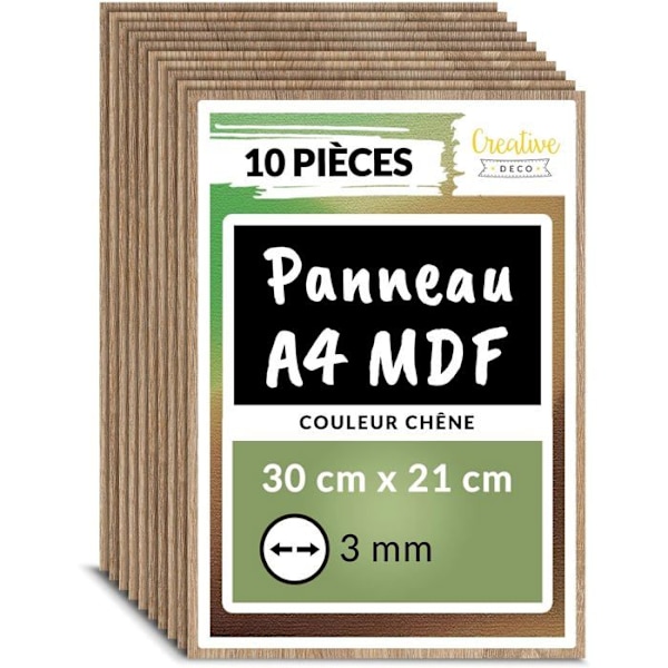 Luova Deco 10x MDF-paneeli Tammi A4 300x210mm | Raaka Puu Askarteluun, Laserleikkaus, Kaiverrus, Mallinrakennus, Pyyrogravuuritus Ek