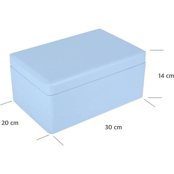 Blå träförvaringslåda - Creative Deco - 30 x 20 x 14 cm - med lock - Box Crate Trunk Chest Blå
