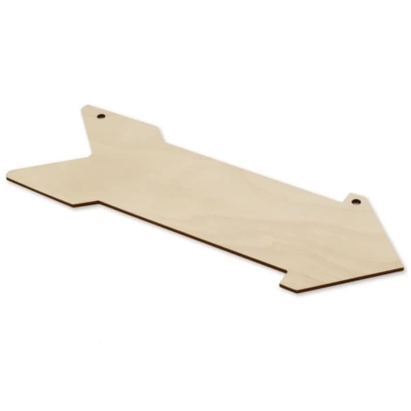 Sæt med 5 pileformede vedhæng - Creative Deco - 30x11cm - Umalet krydsfiner