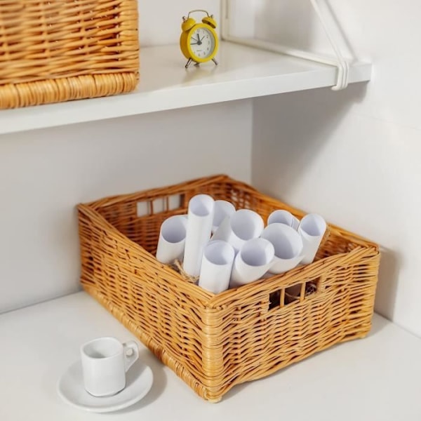 Flettet opbevaringskurv - KREATIVT HJEM - 40 x 30 x 16 cm - Brun - Halm - Flettet - Naturfiber kastanj