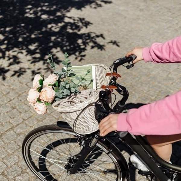 Creative Home White Wicker Cykelkorg | 36 x 29 x 23 cm (+-- 2 cm) Lättvikt | Tjock pil | Handflätad | Lätt att montera Vit