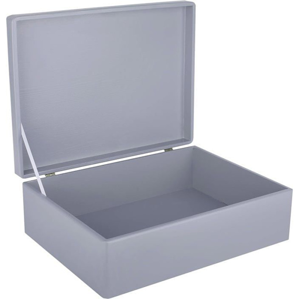 Creative Deco Grey træopbevaringsboks - 40 x 30 x 14 cm (+/- 1 cm) - med låg - Trækasse - Box Crate Trunk Trunk