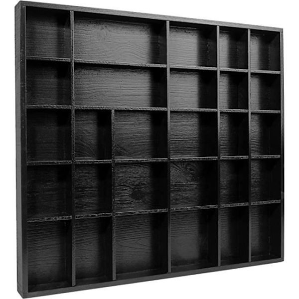 Skuffeorganisator - KREATIVT HJEM - Sort træbakke Vitrineskab - 28 rum - 44,5 x 40 x 3 cm Svart