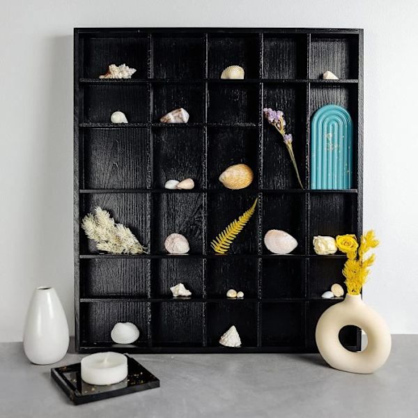 Skuffeorganisator - KREATIVT HJEM - Sort træbakke Vitrineskab - 28 rum - 44,5 x 40 x 3 cm Svart