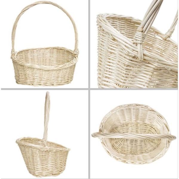 Flätad korg | Dekorkorg | Leksakskorg | Fylld korg | 37x30x37cm (+/-1cm) | Handvävd | Vit Vit