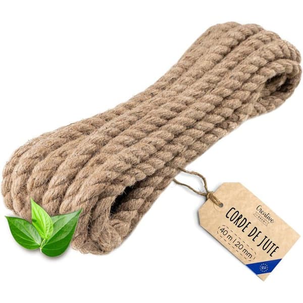 Creative Deco 40m Jute Snöre Tjocklek 20mm beige