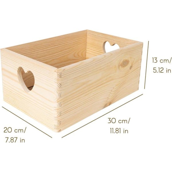 Creative Deco Träförvaringslåda - 30 x 20 x 14 cm (+/- 1 cm) - Omålad - med lock - Trälåda - Trunkbox Naturlig