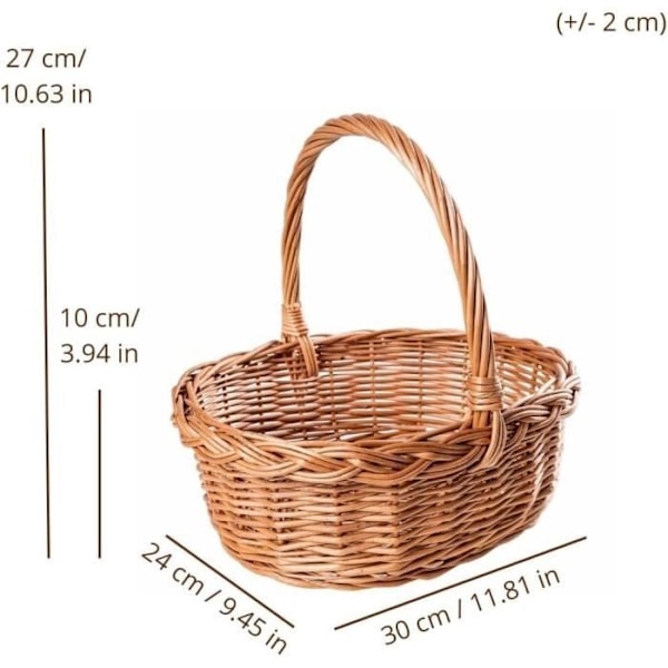 Flätad påskkorg - Creative Home - 30 x 27 x 24 cm - Handgjord - Naturlig - Brun kastanj
