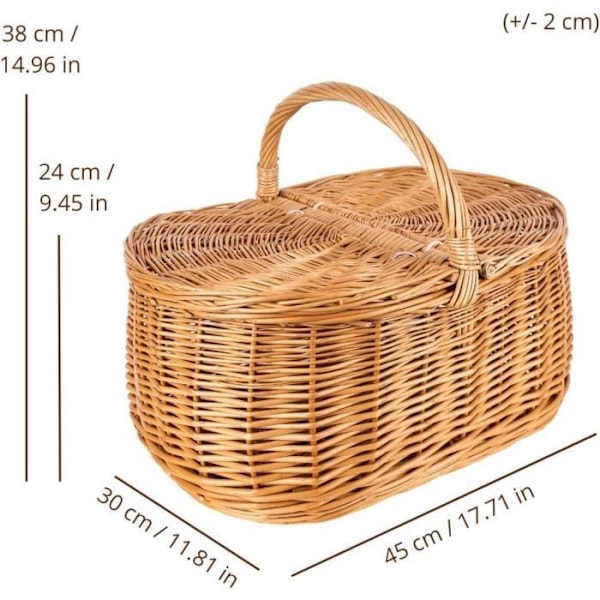 Picknickkorg - Creative Home - Brun - 45 x 30 x 38 cm - Hantverksmässigt - Mångsidig kastanj