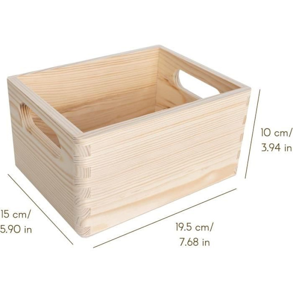 Säilytyslaatikko - CREATIVE DECO - 19,5 x 15 x 10 cm - Luonnollinen mänty - Kevyt ja käytännöllinen Naturlig