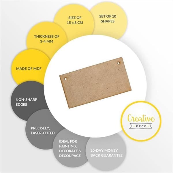Skyltar Signes - Kreativ Deco - Rektangulär - 150 x 80 mm - MDF - Obehandlade