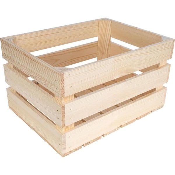 Naturlig trækasse - Creative Deco - 40 x 30 x 23 cm - Træopbevaring - Vintage - Trækasse Naturlig