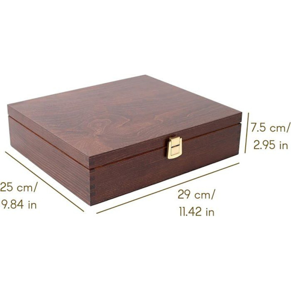 Creative Deco Brun Trä Telåda Brun | Förvaringsbox för påsar | 29x25x7,5cm | 12 fack Brun