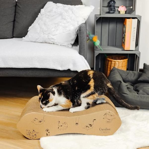 Creative Pets Cat Scratching Post 57 x 21 x 16 cm | Dubbelsidig kattskrapa | Skyddar dina möbler | Beständig och hög kvalitet Ljusbrun