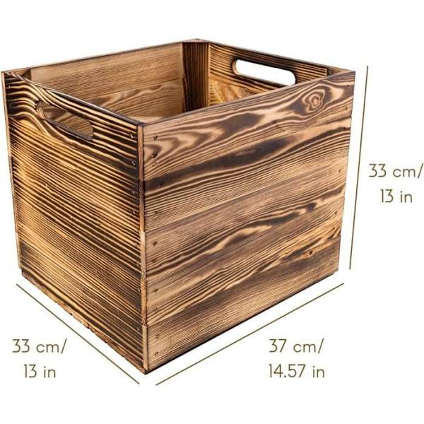 Creative Deco Flamed Wood Case Kompatibel med KALLAX och EXPIDIT Hyllor 33x37x33cm | Förvaringskub | Kallax Förvaringslåda Flamma