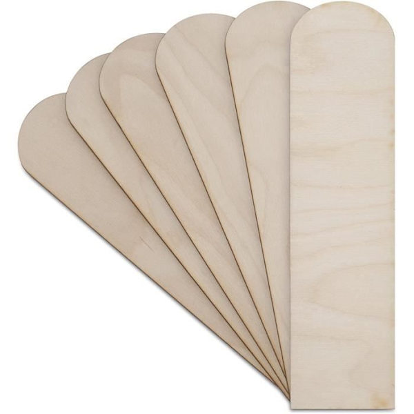 10 x Bokmärke Bokmärken Träundersida för att måla vita etiketter - 20 x 5 cm - Utskärningsform omålad vanlig plywood Naturlig