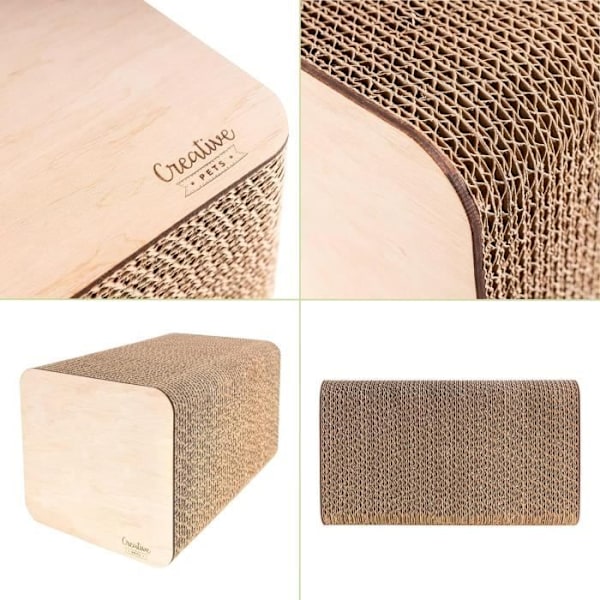 Kattekradsestolpe - KREATIVE kæledyr - 37 x 21 x 21 cm - Kradsepap - Beskytter møbler kastanj