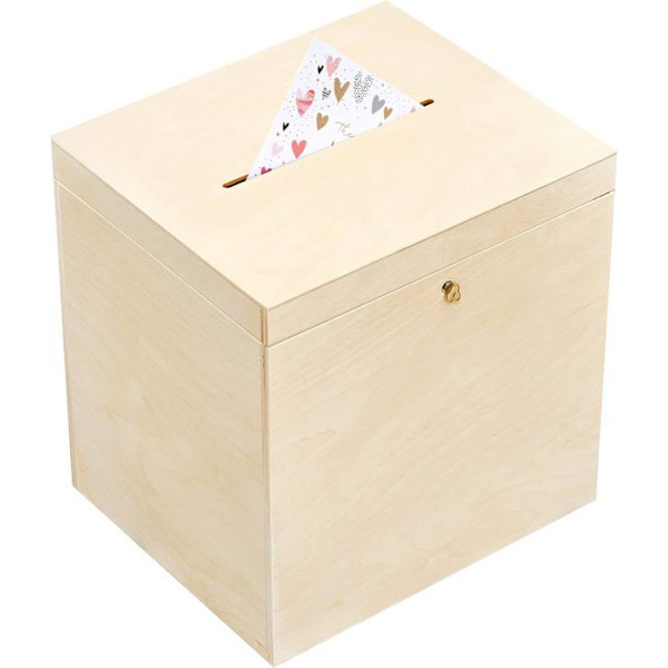 Luonnonpuinen kirjekuorilaatikko - CREATIVE DECO - Hääuurna - Kirjemuistolaatikko Beige