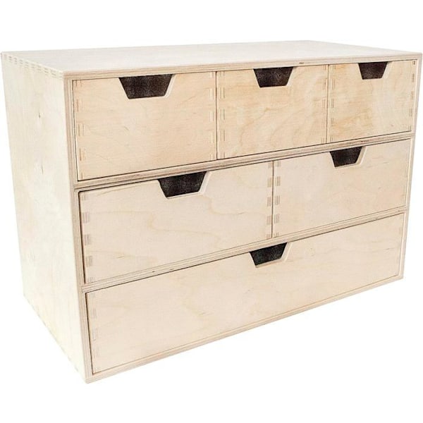 Creative Deco Pieni puinen arkku | 6 Laatikko | 42 x 20 x 28,5 cm | Järjestäjä | Toimistovarasto | Office Storage Organizer Beige