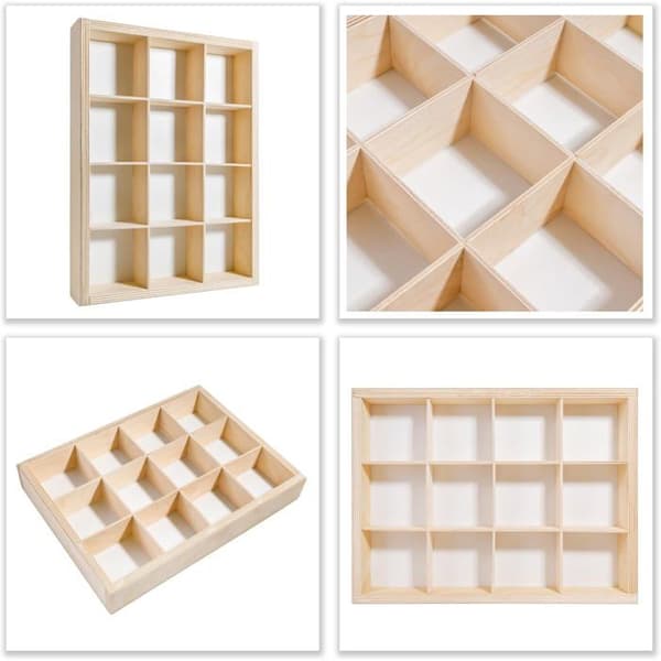 Væghylde - CREATIVE DECO - Creative Deco-kollektion - 12 rum - Træ - 35x26x5,5 cm Beige