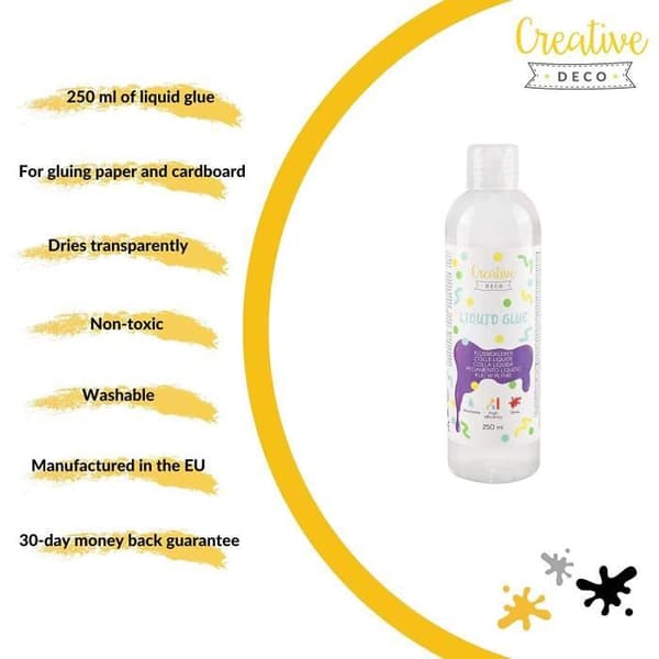 Flydende lim - Creative Deco - 250 ml - Ikke-giftig - Gennemsigtig - Til gør-det-selv Klar