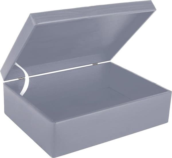 Förvaringslåda - Creative Deco - Grå - 40 x 30 x 14 cm - med lock - Massivt trä Grå
