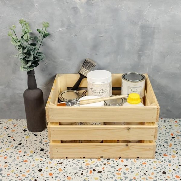 Naturlig trækasse - Creative Deco - 40 x 30 x 23 cm - Træopbevaring - Vintage - Trækasse Naturlig