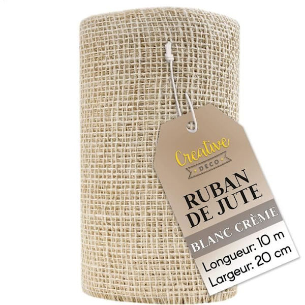 Jute Bordløber - CREATIVE DECO - Cremehvid - 20cm x 10m - Julebryllupsbordpynt Vit grädde